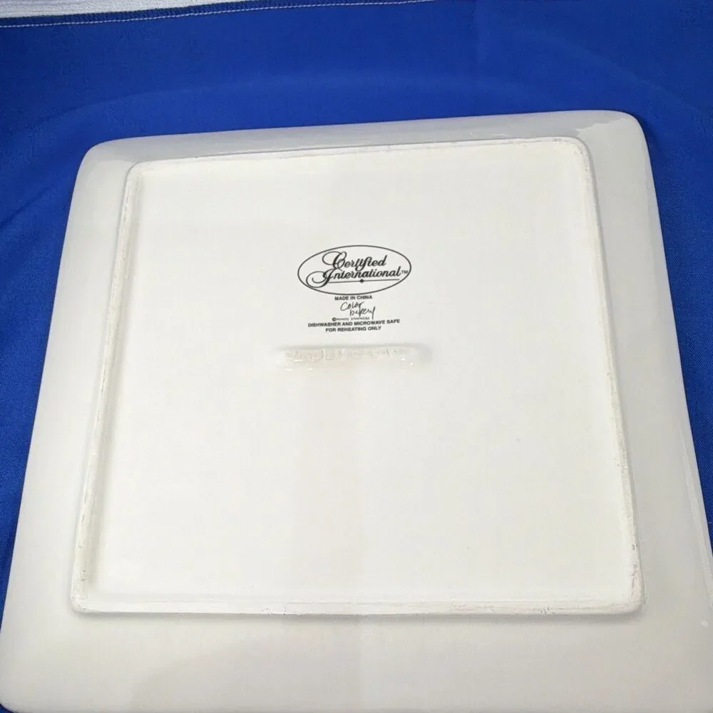 Certified International Midnight Poppy Ceramic Tray/Cake Plate